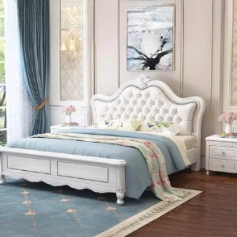 Support Headboard Double Bed European Pretty Luxury King Size Double Bed Unique Modern Letto Matrimoniale Bedroom Furniture