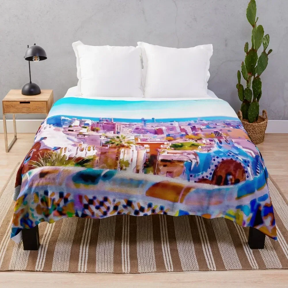 

Park Guell Watercolor painting Throw Blanket