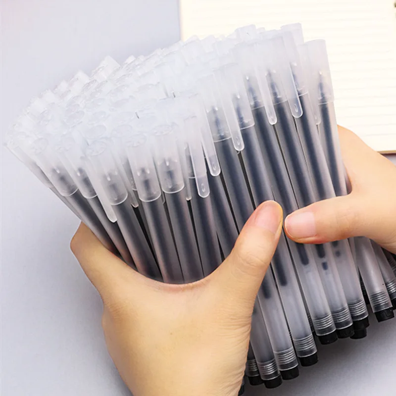 10 Pcs/set Black Gel Pen Student Exam Office Signature Transparent Pen Cute Stationary Supplies Neutral Pen 0.5mm