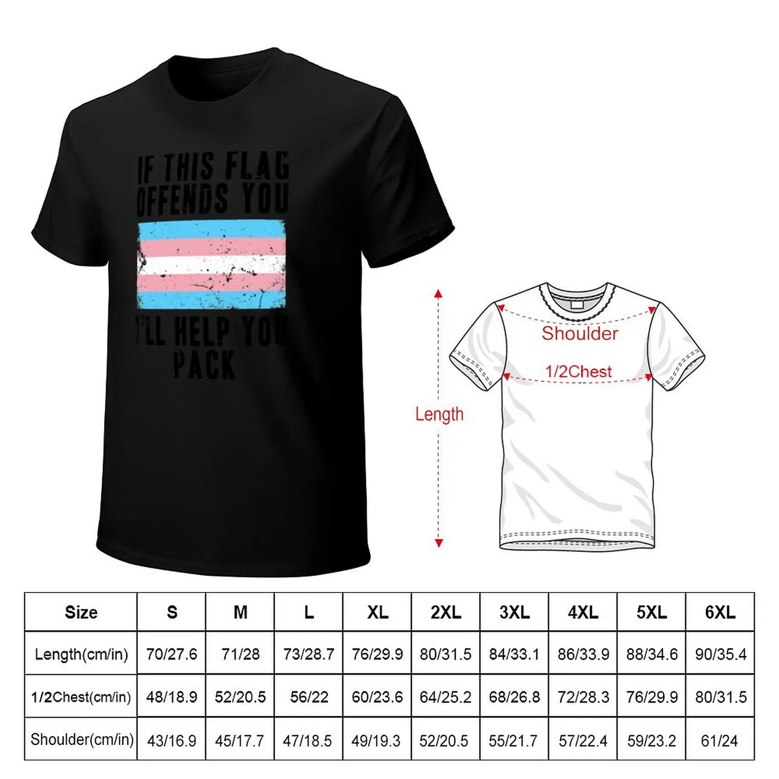 If This Flag Offends You I'll Help You Pack Trans Flag T-Shirt Plus Size Basic Cotton T-Shirt