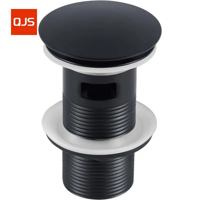 

Pop Up Basin Waste Matte Black Slotted for Bathroom Sinks with Overflow Click Clack Sprung Plug 1/4 BSPP UK Standard