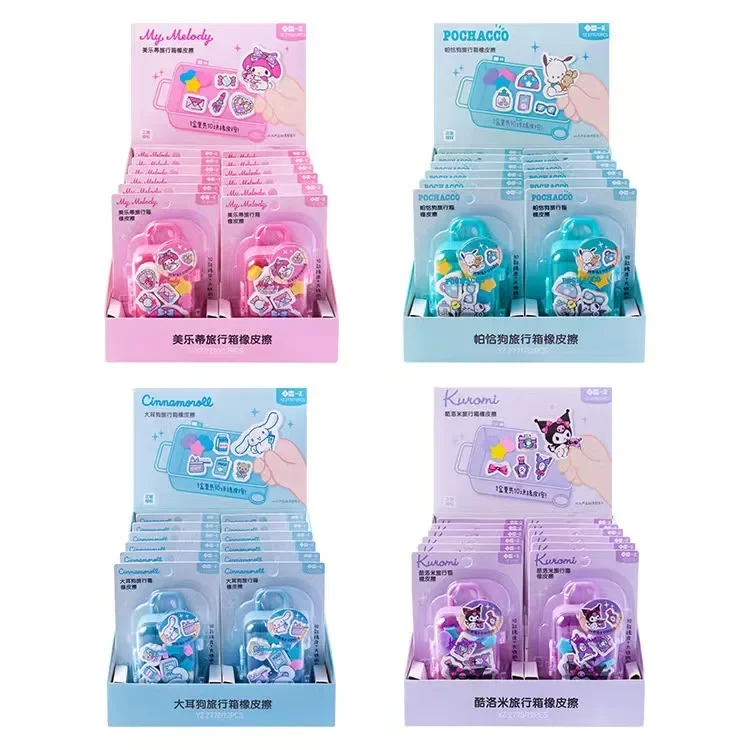 Sanrio kuromi cinnamoroll melodia pochacco bonito mala forma caixa de armazenamento borrachas lápis borracha escrita desenho ferramenta crianças presente