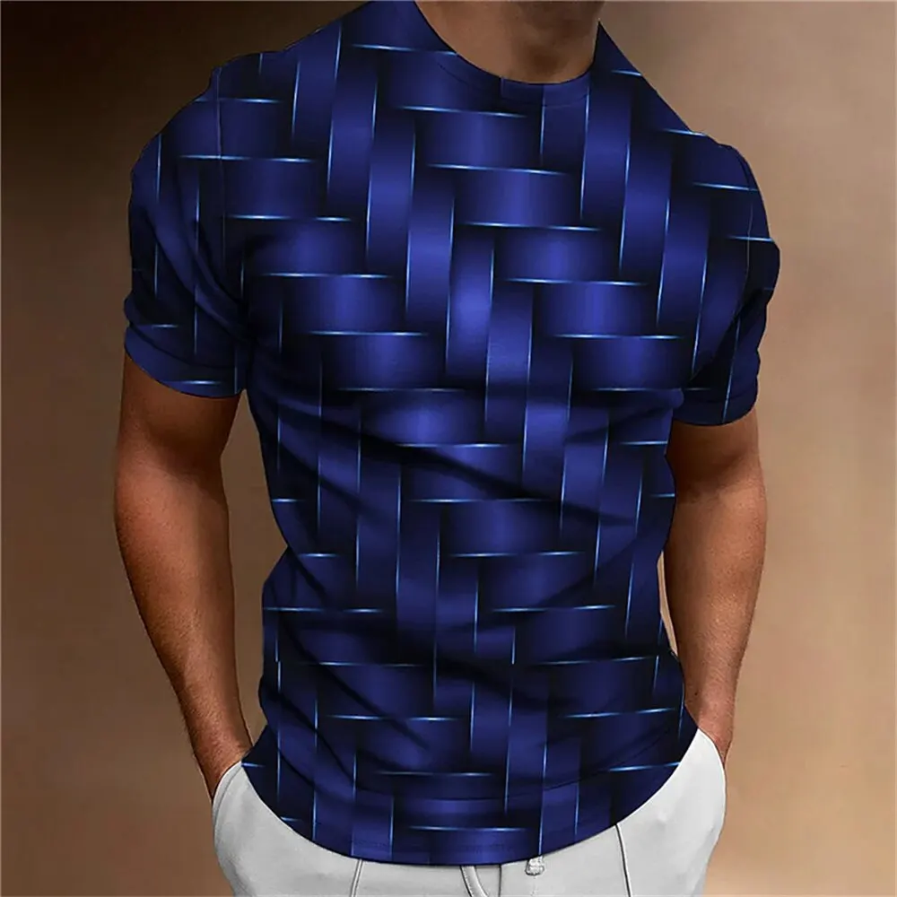 Summer T-Shirt for Men Geometric Pattern 3D Printed Tops Tees Casual Men's Clothing Loose Oversized T Shirts Vintage Streetwear