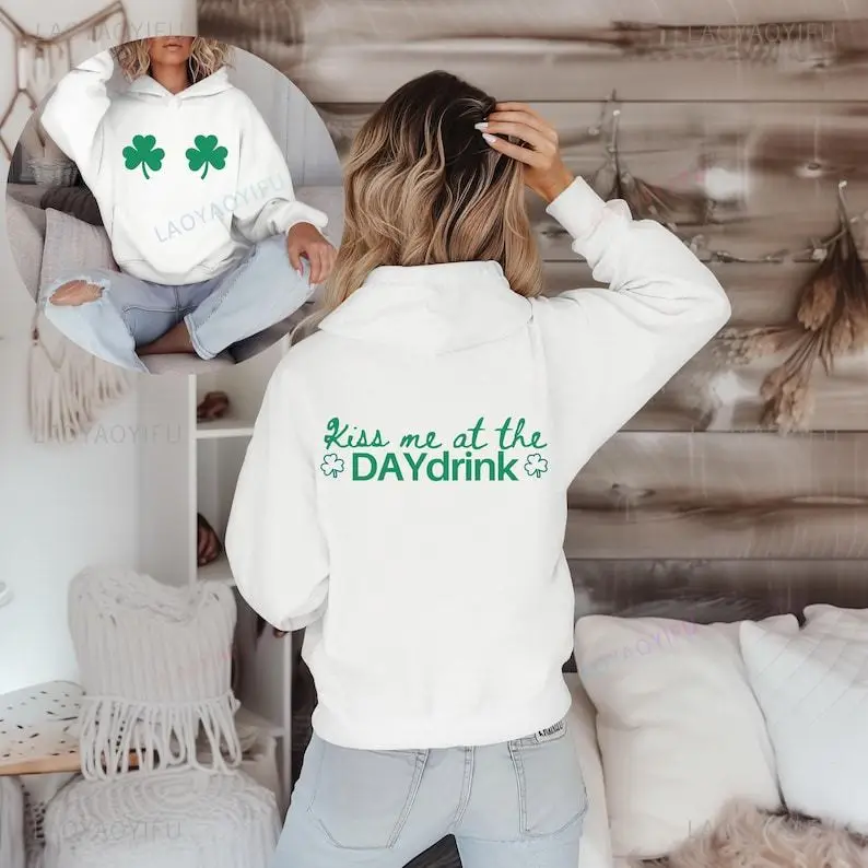 

Vintage St. Patrick's Day Printed Hoodie Woman Man Funny Irish Pullover Street Fashion Drop Shoulder Long Sleeve Comfortable