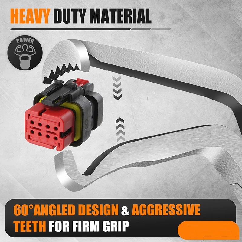 

8" 60-Degree Electrical Disconnect Pliers For Automotive Connectors & Sensors - Angled Wire Plug Removal Tool