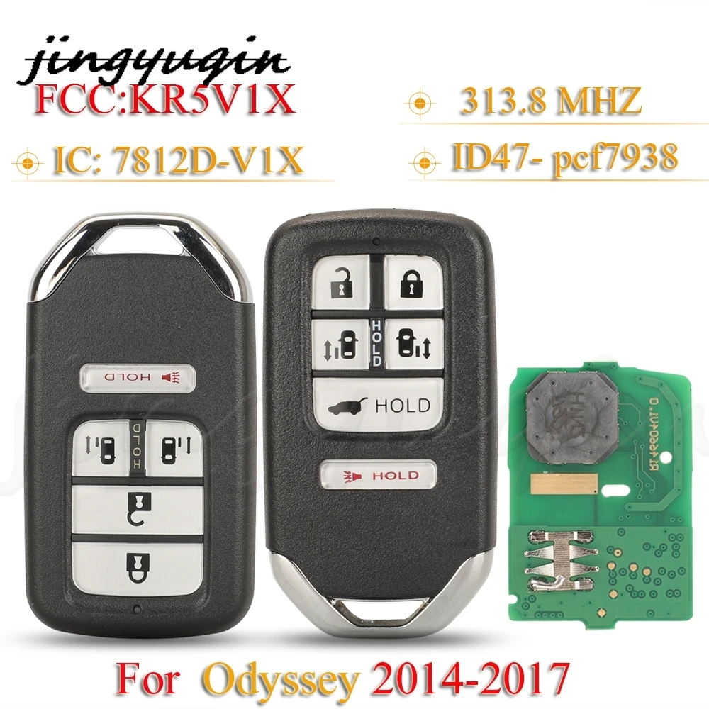 

jingyuqin KR5V1X Car Remote Key Fob 313.8MHz ID47 P/N: 72147-TK8-A81 A2C80084600 For Honda Odyssey EXL Touring Car Accessories