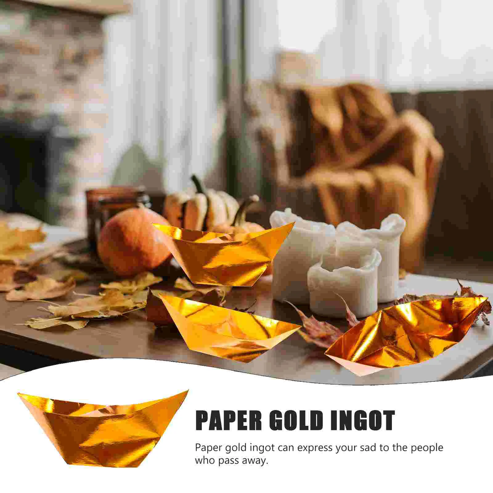 DIY Sacrifice Ghost Money Ingot Paper Burning Sacrificial Supplies Origami 10x10 Golden