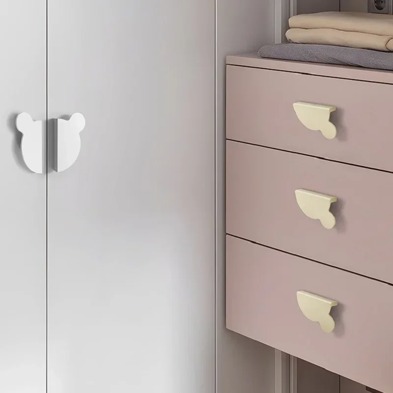 Pegangan Kartun Anak-anak-Tarik Laci Kepala Beruang, Kenop Setengah Lingkaran Warna-warni untuk Perabot Kamar Anak-anak, Pegangan Pintu Lemari Kabinet