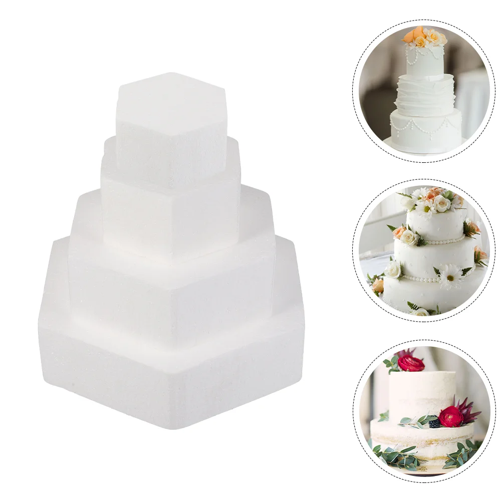 

4 Pcs Cake Model Cheesecake DIY Dummies Multi-function Foams Handcrafted Fake Practicing Hexagonal Wedding