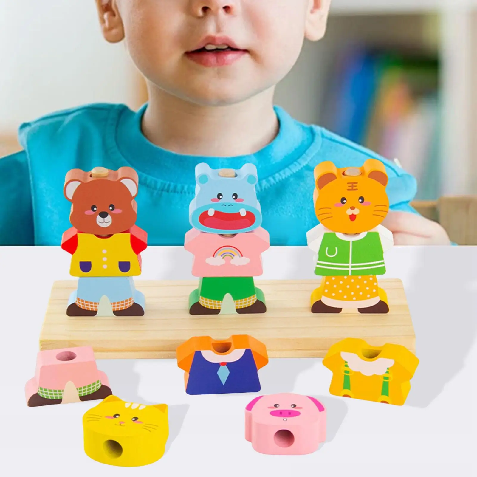 Blocchi impilabili in legno Attività di apprendimento Giocattoli educativi Riconoscimento dei colori Giocattolo sensoriale per bambini Ragazzi Ragazze dai 2 ai 5 anni Regali