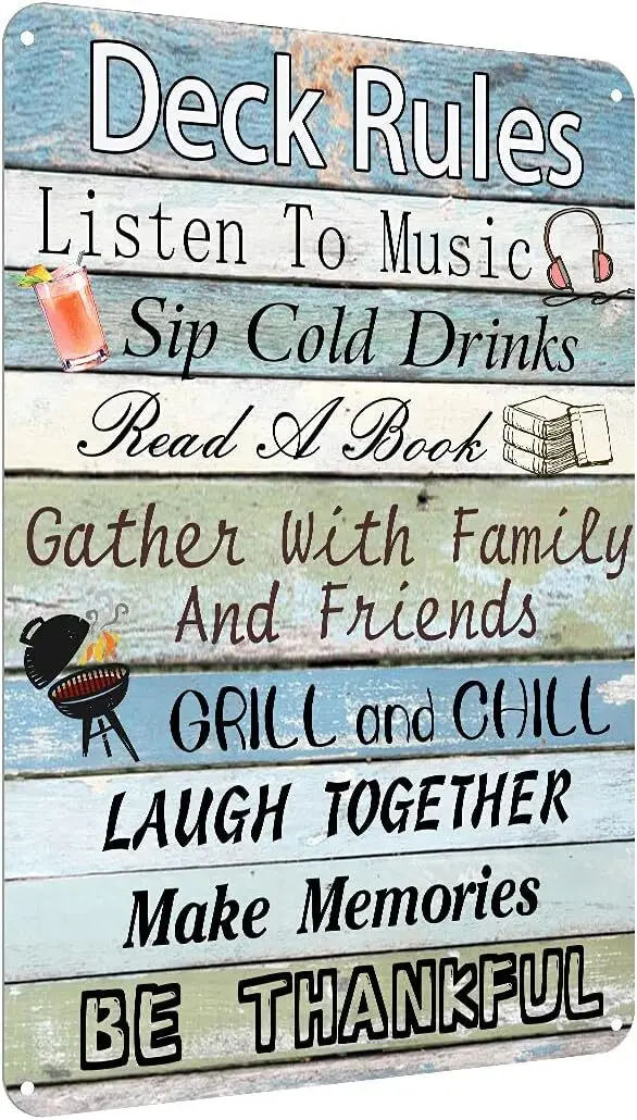 Rules Metal Tin Sign Cave Pool Bar Terrace House Wall Decor 12x16 Metal Sign