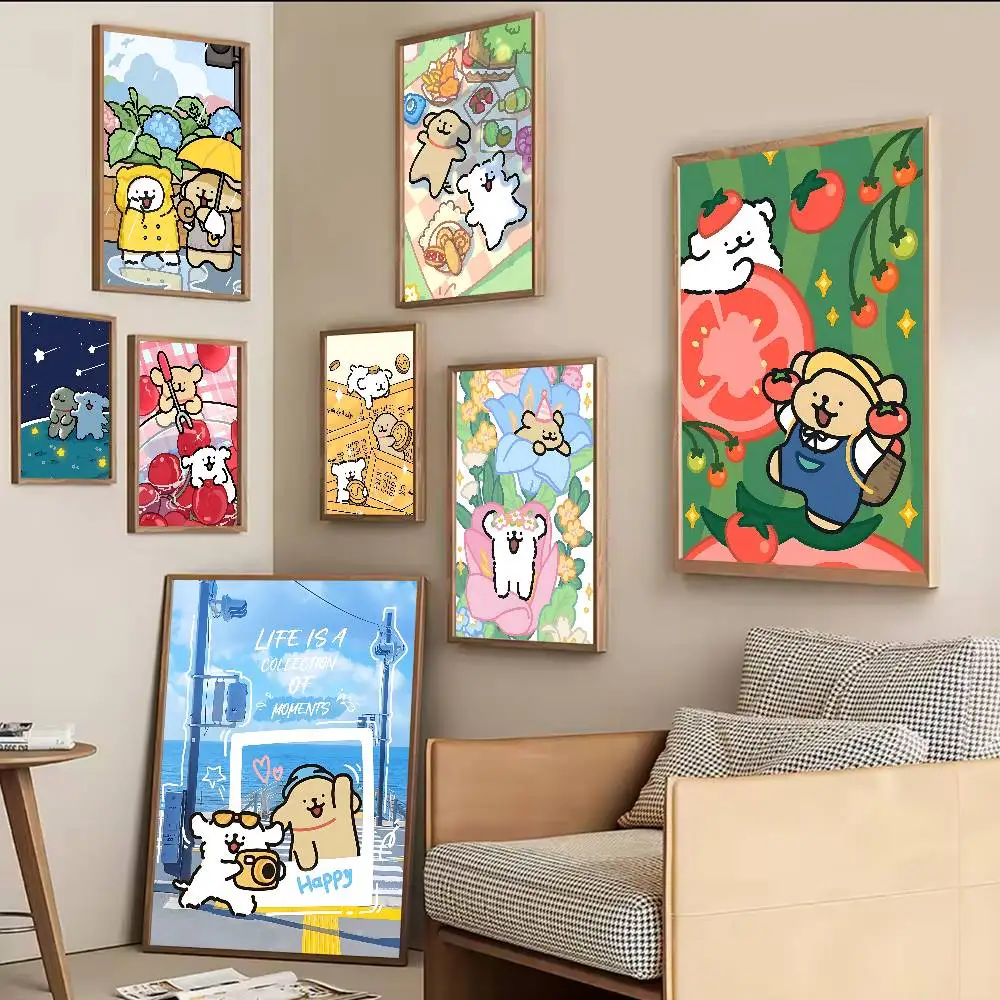 Maltese Cute Line Puppy Dog Classic Vintage Posters Whitepaper Prints Posters Artwork Kawaii Room Decor