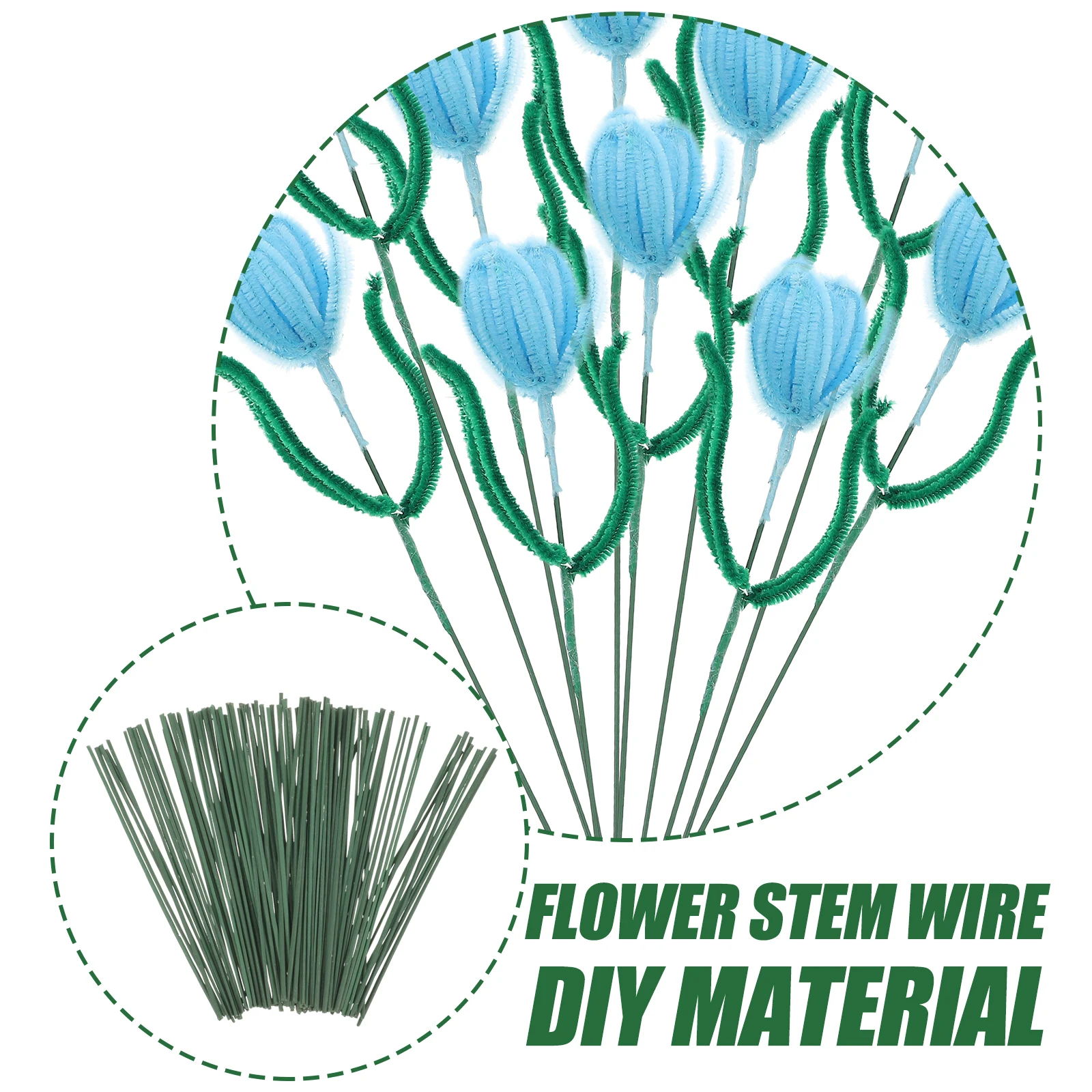 

100Pcs Artificial Flower Stems Natural Color Flexible Floral Wire for DIY Wedding Bouquet Garland Floral Arrangement Kit