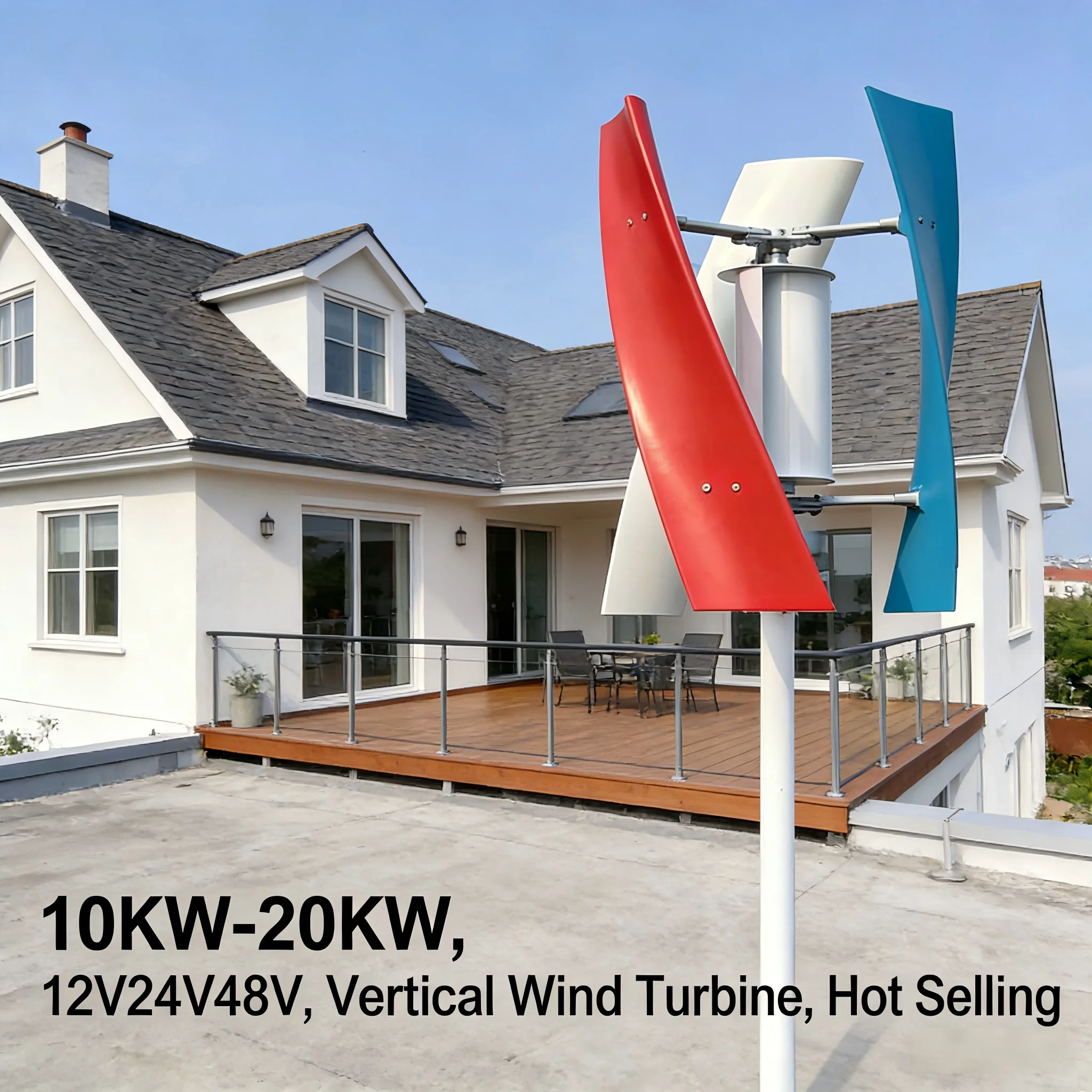 10KW Vertical Axis Wind Turbine 12V 24V 48V 3-Phase Commercial Power Generator
