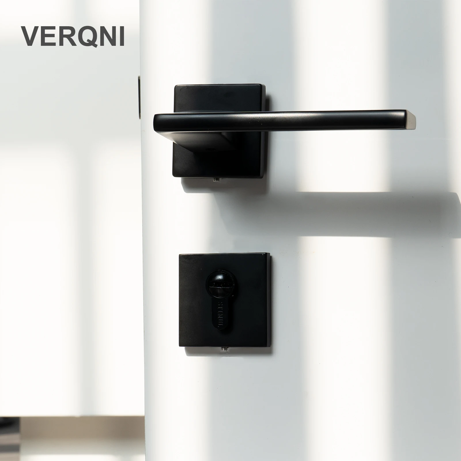 

HF2174 modern elegant zinc alloy Door Mute Handle key Lock Set Matte Black Interior Bathroom magnetic door lock