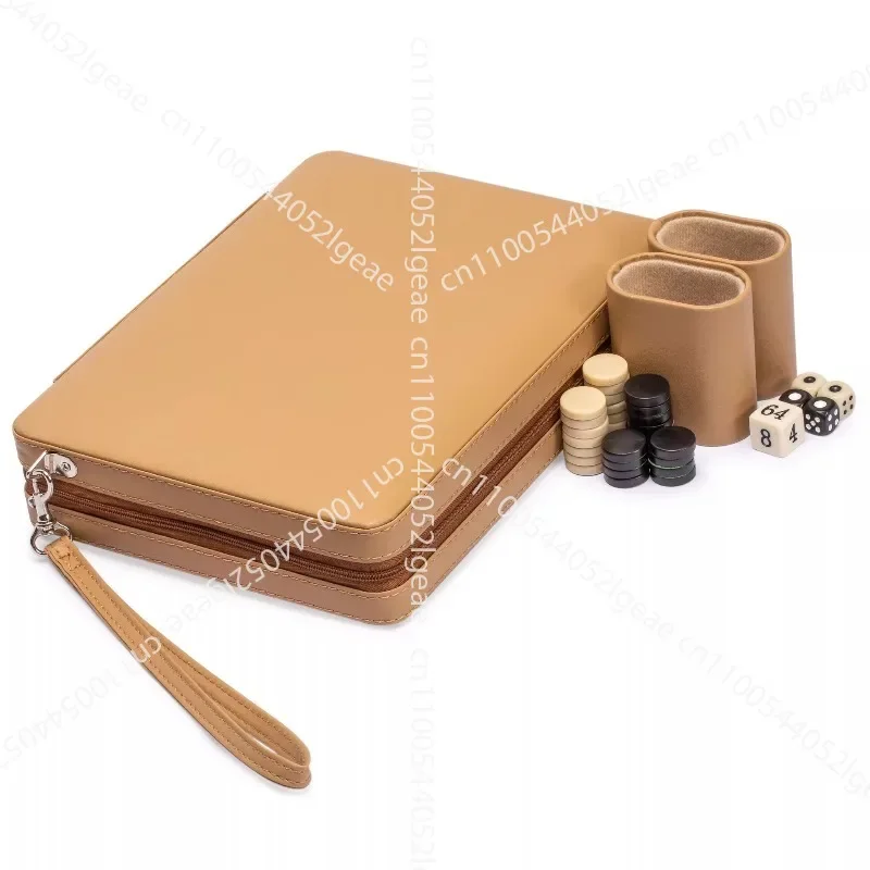 Leather Case Chess Acrylic Backgammon Mini Travel Edition