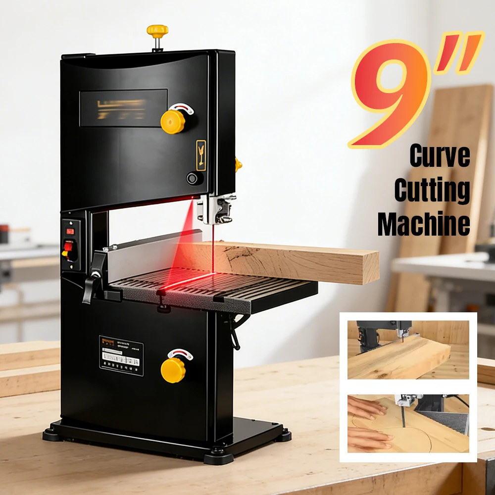9 Inch Woodworking Band Saw 550W Precision Curve Cutting Saw for Woodworking Carving  Household Multifunctional Band Saw
