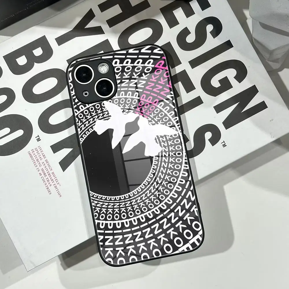 HYBXAXC Elegant Bird Emblem Tempered Glass Phone Case Black White Fashion Cover For IPhone Durable Anti Scratch Protective Shell - view 2