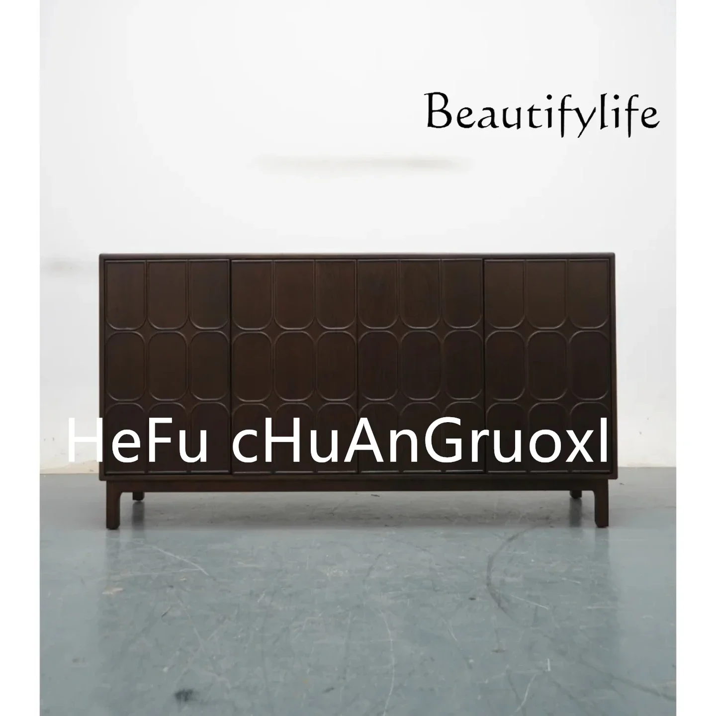 ZL خزانة جانبية هندسية متوسطة عتيقة من الخشب الصلب خزانة كلاسيكية خزانة مزخرفة خزانة تخزين مدخل غرفة المعيشة #2