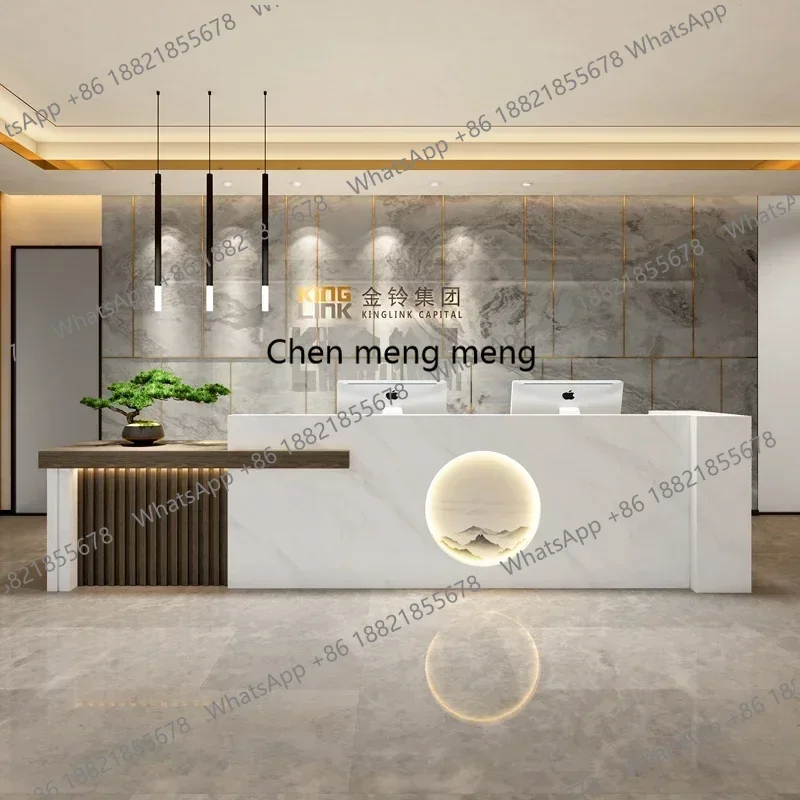 Hot sales Welcome Office Reception Desk Podium Barbershop Cabinet Conference Reception Desk Store Creative Empfangstheke Room Fu