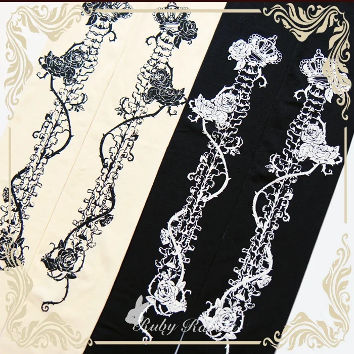 Original Jirai Kei Lolita Print Pantyhose Ladies 2024 Fall New Sweet Black Rose Bone Generate Color Leggings Pantimedias Mujer image 5