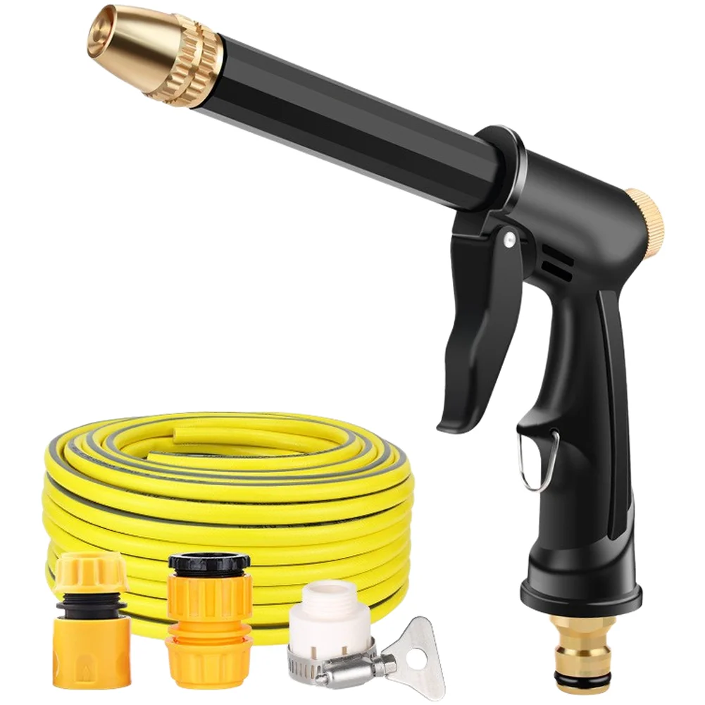 Car Wash Sprayer Garden Hose Nozzle High Pressure Water Flow Adjustable 360 Rotation Aluminum Alloy Garden Nozzle Adapter Black