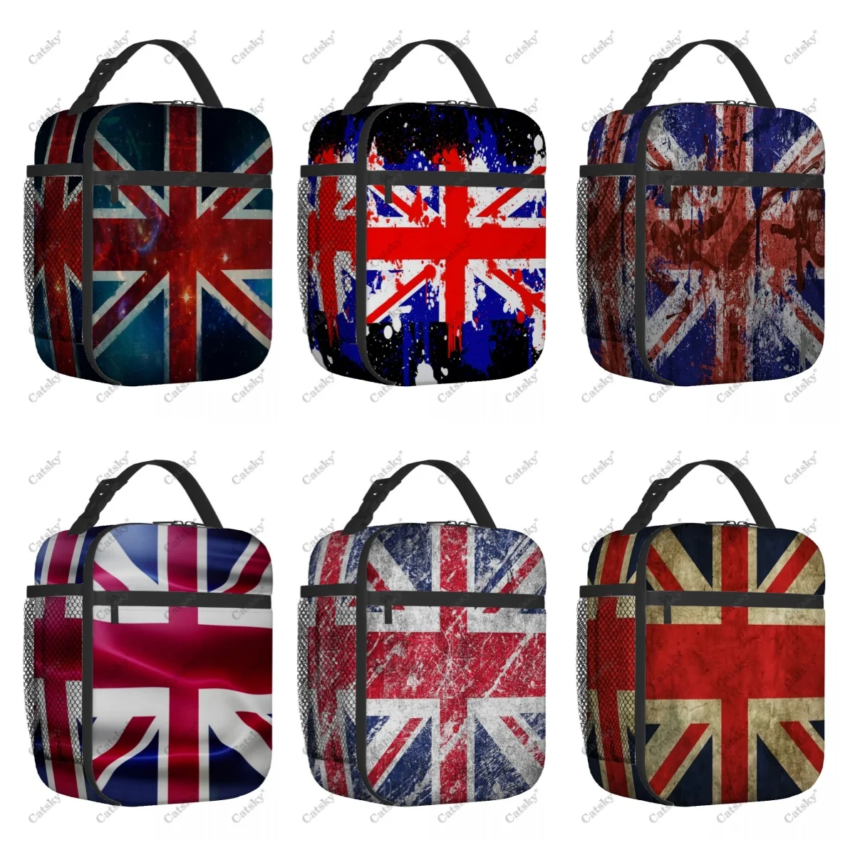 British flag Portable aluminum foil thickened insulated lunch bag meal bag printed waterproof insulated lunch tote bags