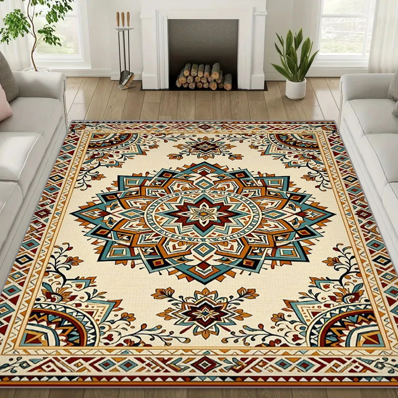 RAKKS Moroccan Low-Pile Crystal Rug - Glossy Surface, for Living Room & Bedroom Kitchen, Door Mat, Sofa Bedside Carpet HomeDecor