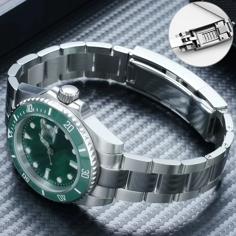20mm 21mm Watch Bracelet For Rolex SUBMARINER DAYTONA SUP GMT Men Fine-Tuning Pull Button Clasp 904L Stainless Steel Watch Chain