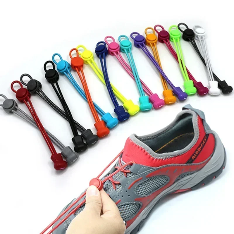 1 par de cordones para zapatillas, cordones elásticos sin atar, bloqueo de estiramiento, cordones para perezosos, cordones redondos de goma rápidos, 17 colores