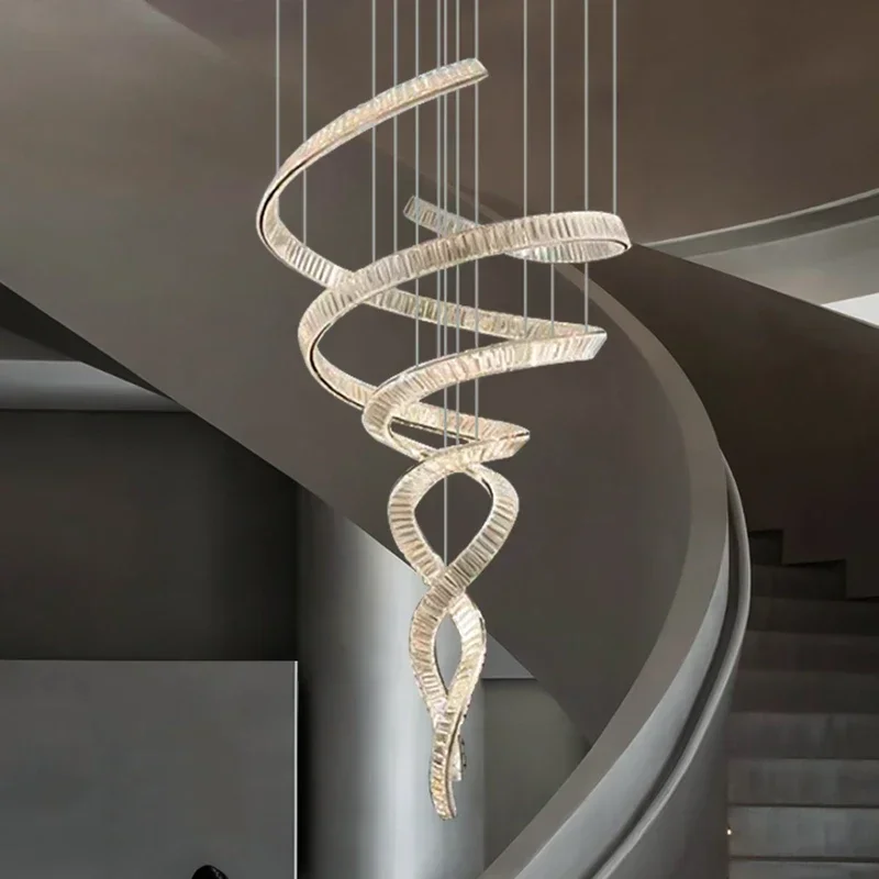 Moderne woondecoratie kristallen kroonluchter trap Hanglamp voor woonkamer Hanglampen binnenverlichting