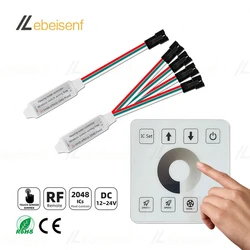 Controlador de Panel de interruptor inalámbrico, atenuador de agua corriente LED RF, cc 12V, 24V, 1/4 de salida, sin cableado, para tiras de píxeles de un solo Color, WS2811