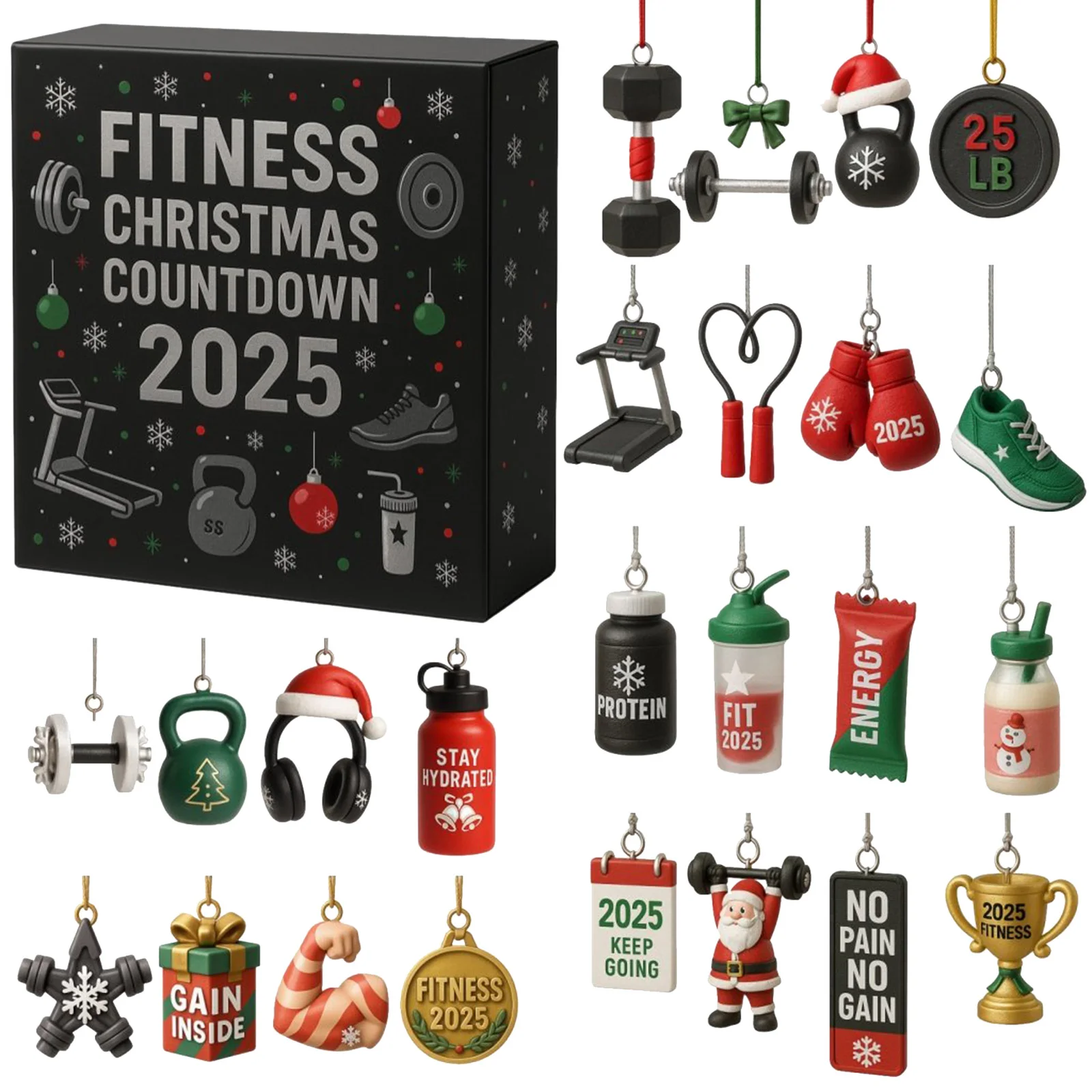 Batterie petites lumières avec minuterie calendrier de l'avent de gymnastique 24 jours Fitness et entraînement compte à rebours petite cafetière avec minuterie pour le matin