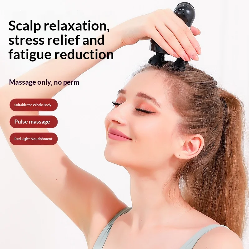 New Ems Microcurrent Intelligent Pulse Electric Scalp Massager Ipx7 Waterproof Portable Full Body Use Red Light Care For Adults