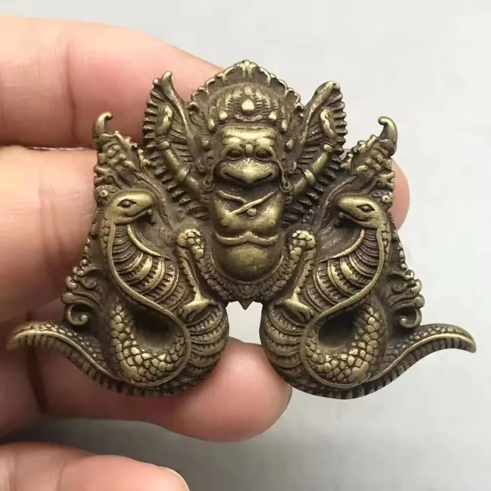 Old Chinese Tibetan Buddhist Copper Garuda Dragon - Consuming Amulet