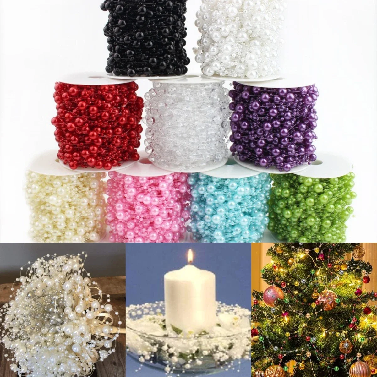 2 meter Perlen Girlande Angelschnur Künstliche Perlen Blume Perlen Kette Hochzeit Party Dekorationen Diy Schmuck Zubehör