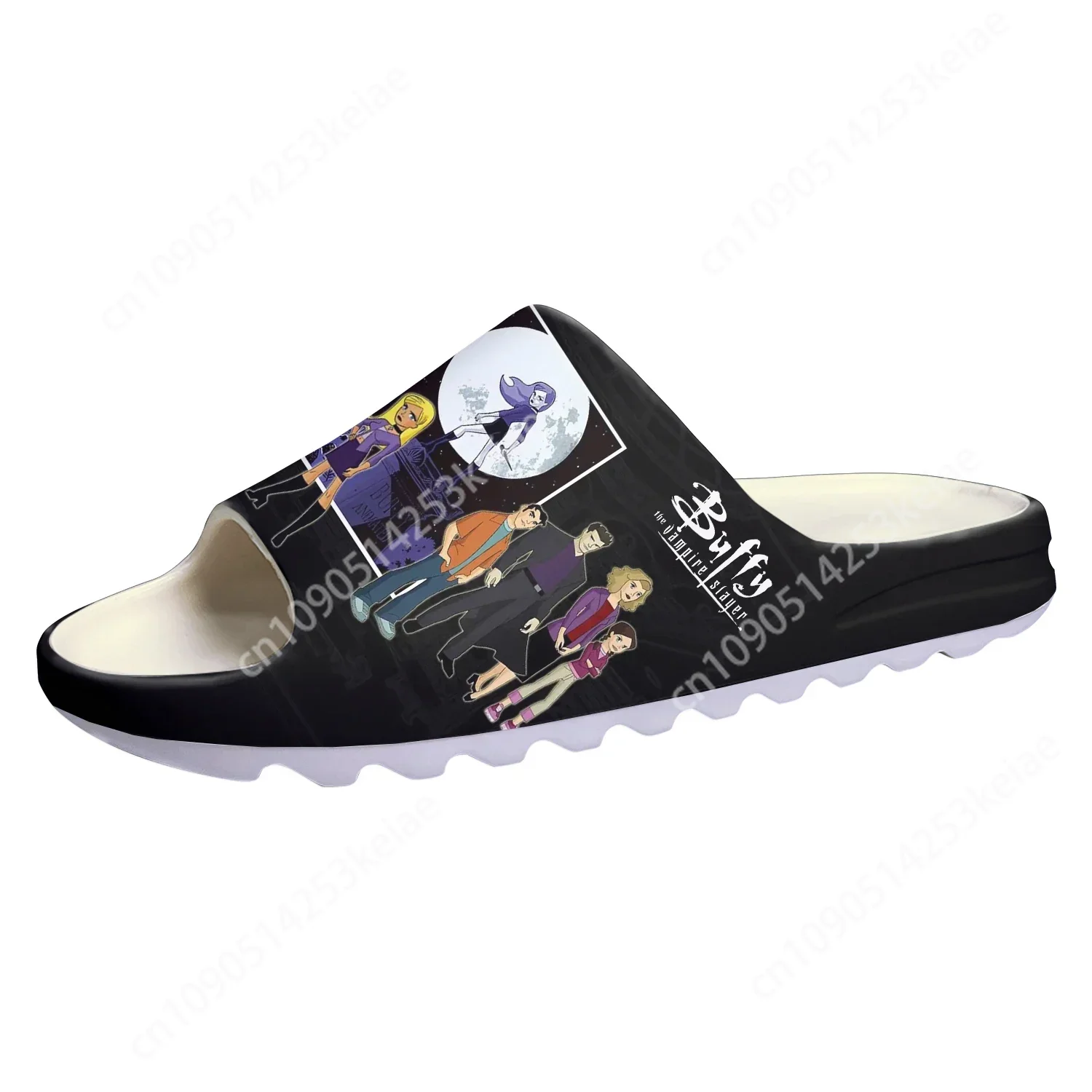 Buffy The Vampire Slayer zapatillas de suela blanda para hombre y mujer, zuecos para el hogar para adolescentes, zapatos de Anime paso en el agua en la merda, sandalias personalizadas
