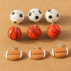 10pcs Resin Mini 3D Football Charms Sports Ball Pendants DIY Earrings Necklace Bracelet Jewelry Making Accessories Supplies