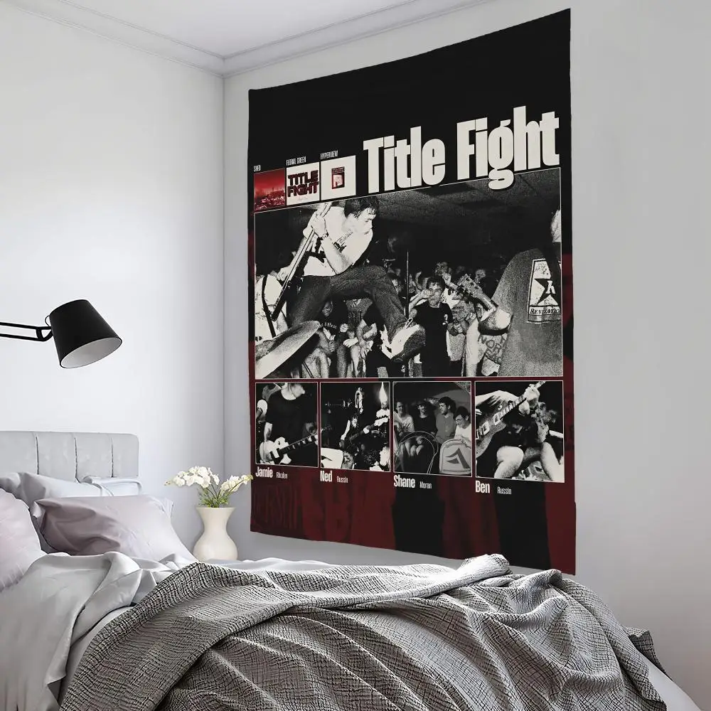 Rock T-Title Fight Band Tapestry Microfiber Background Art Decor For Bedroom Living Room Bar Garden Outdoor Festival Wall Deco