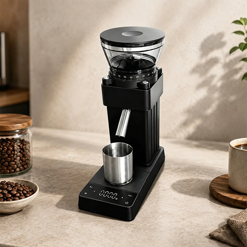Coffee Grinder with Scale, 60 Adjustable Settings, Portion Control, Stainless Steel Burrs, Portable Coffee Bean Grinder
