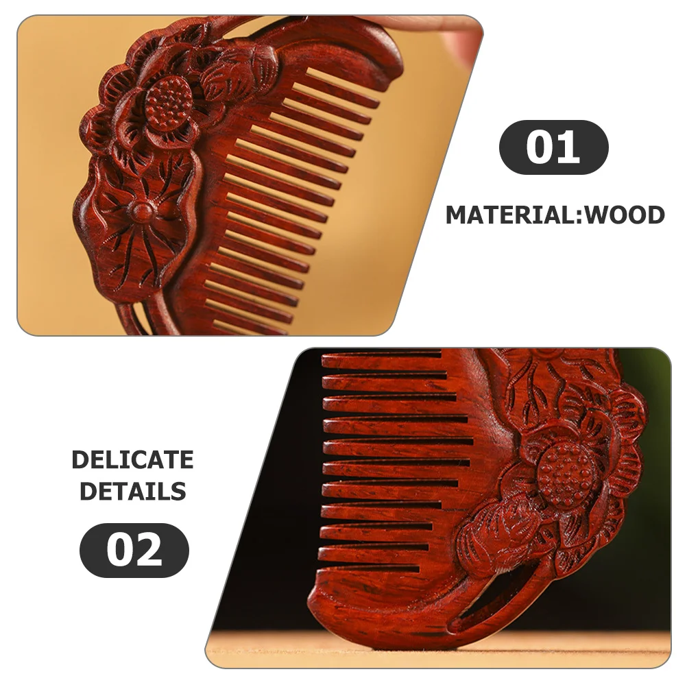 

Деревянная расческа с широкими зубьями, фиолетовая расческа из сандалового дерева, не статическая расческа для волос для женщин, гладкий массаж кожи головы, нежная на волосах