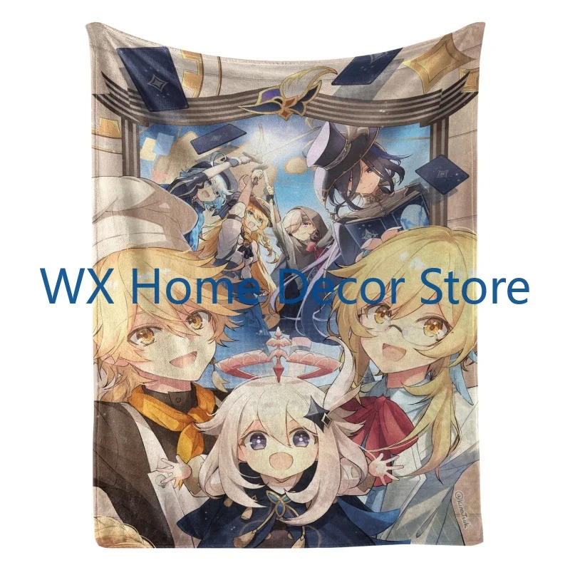 جينشين تأثير المسافر دافئ سوبر لينة الفانيلا بطانية جميلة أنيمي شخصية دافئة رمي بطانية لغرفة المعيشة ديكور المنزل