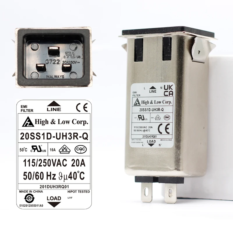 

20SS1D Electrical Buddy IEC 320 C20 Male Socket Panel Mount Power Line EMI Filter 250V 20A