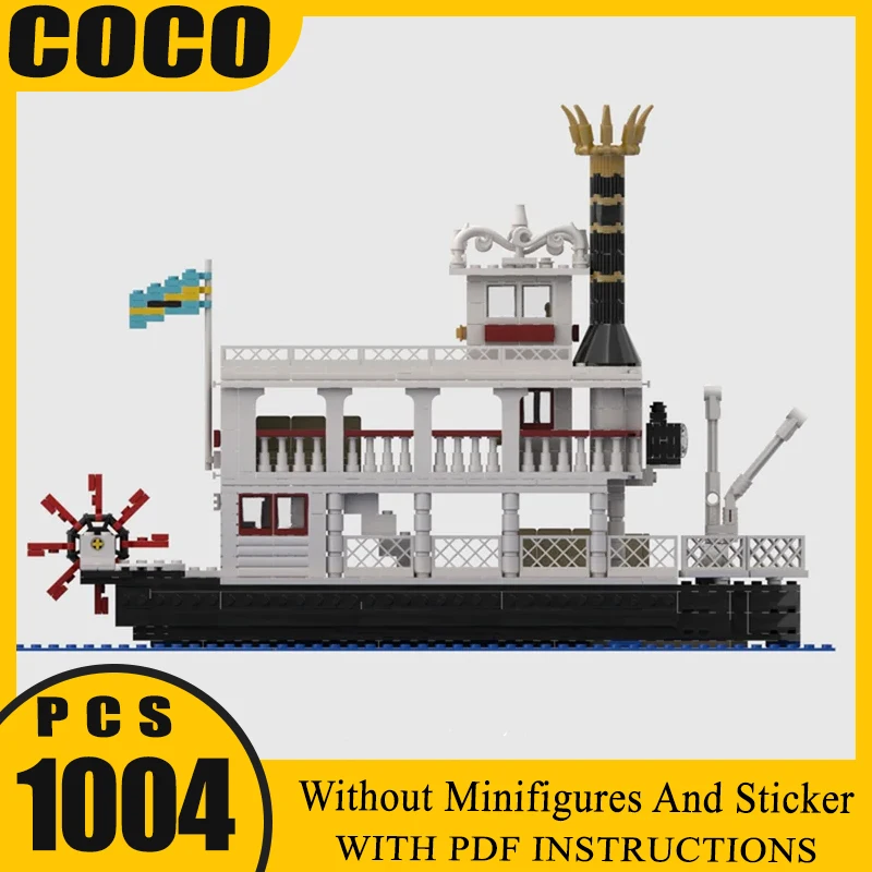 

Moc Building Blocks Mark Twain River Boat Technology Modular Bricks Model Gifts Christmas Toys DIY Sets Assembly