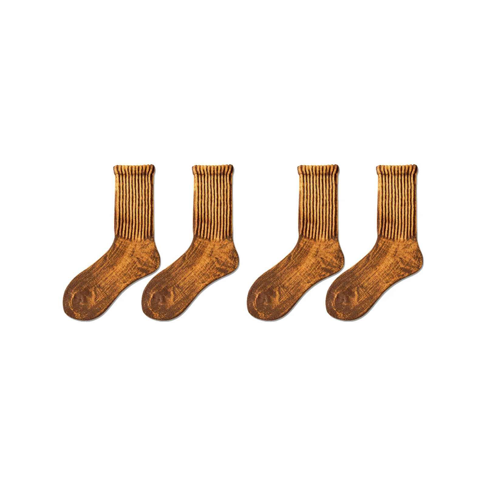 Women's distressed cotton socks, personalized warm socks, four-color combination (1 pair each of coffee/grey/yellow/black)