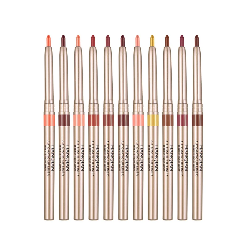 10-farbiges, exquisites Lippen-Make-up, antihaftbeschichtet, automatischer Lipliner, langlebig, natürlich, matt, Lippenstift, Lippenlinien-Make-up