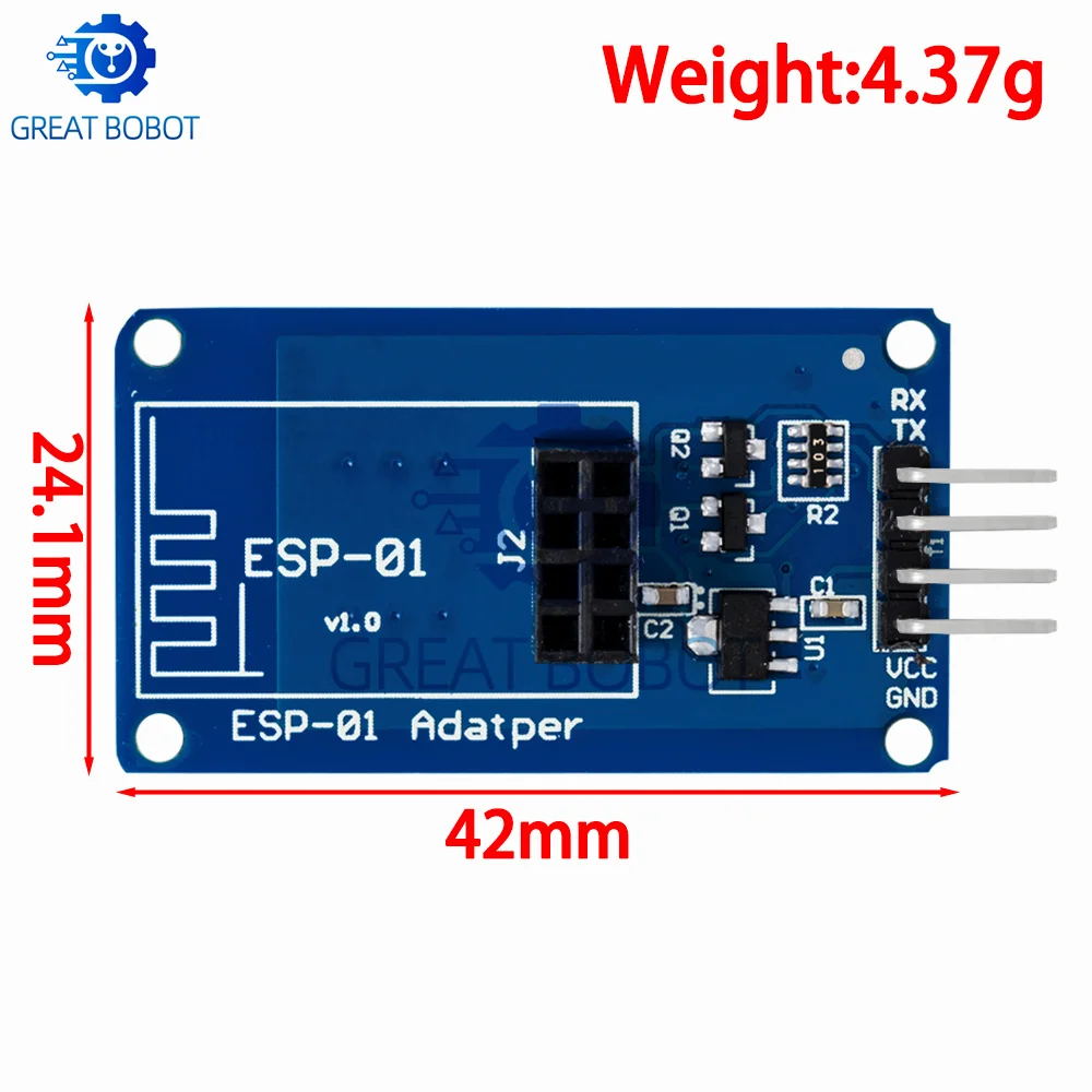 BS ESP8266 ESP-01 Serial WiFi Wireless Adapter Module 3.3V 5V Esp01 Breakout PCB Adapters Compatible For Arduino