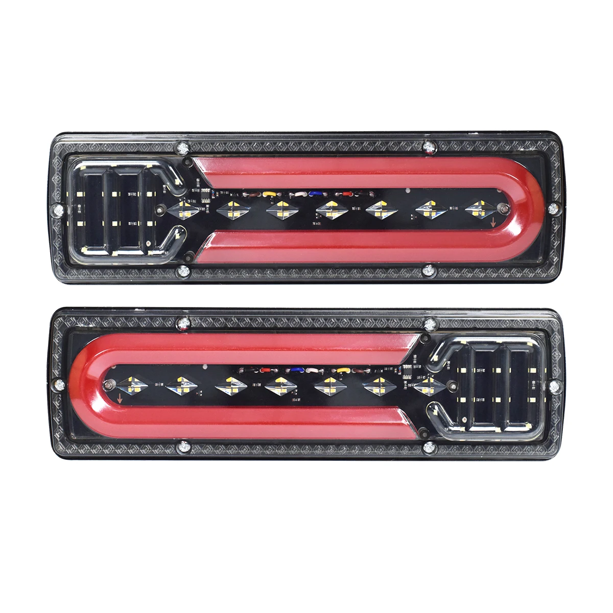 2Pcs LED Taillights Turn Signals Brake Lights and Reversing Lights Suitable for Trucks Buses Tractors Lorries Pickups and RVs
