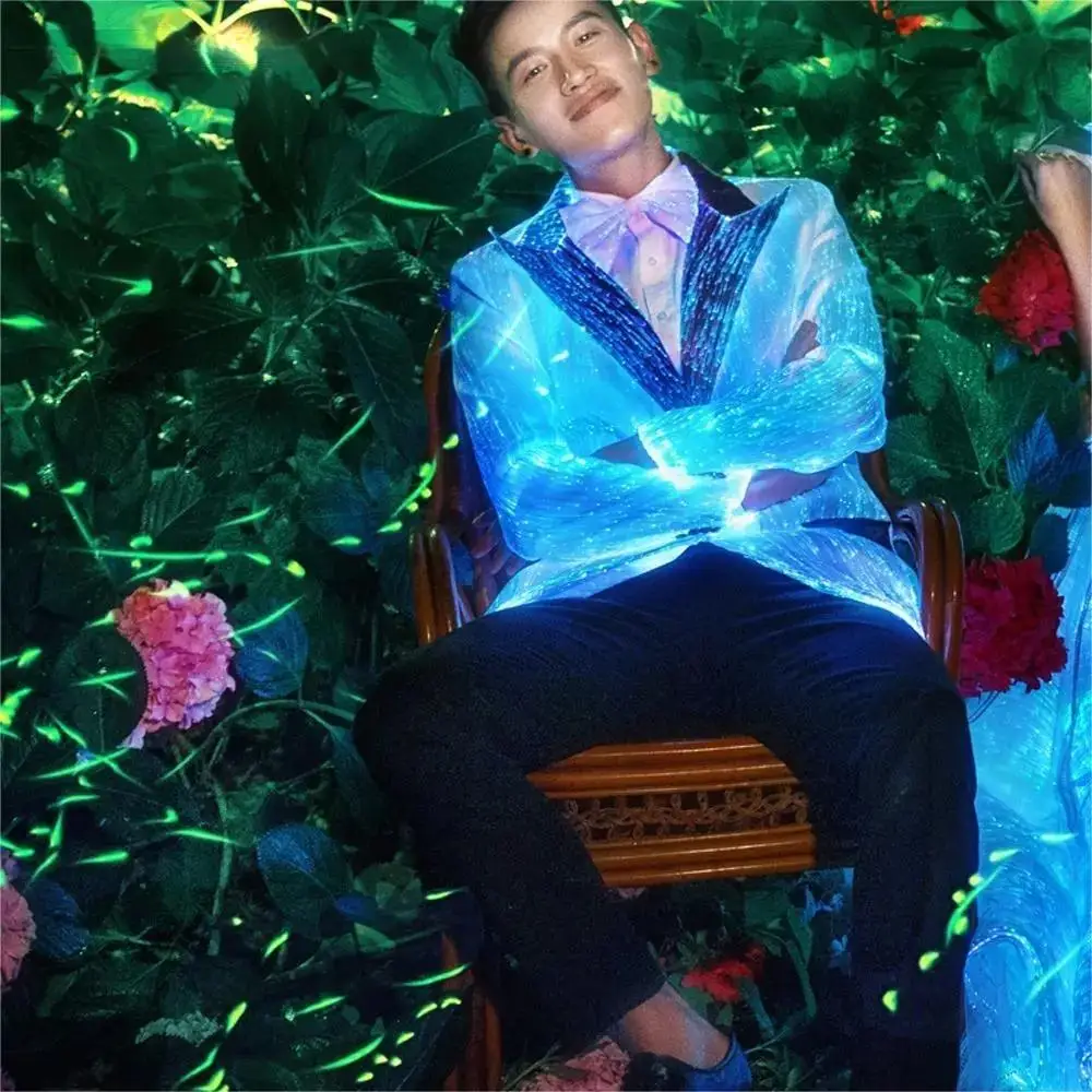 

Glow LED Blazer Fiber Optic Light Up Wedding Jacket Suit Men's Party Blazer Luminous Coat