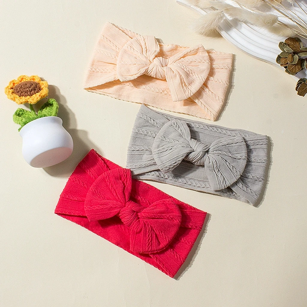 ที่คาดผมเด็กแรกเกิด 5 ชิ้น/ชุด ทำจากไนลอน สำหรับเด็กผู้หญิง เครื่องประดับผมลายดอกไม้ โบว์ผูกผมแบบพัน ชุดผ้าโพกศีรษะเด็ก